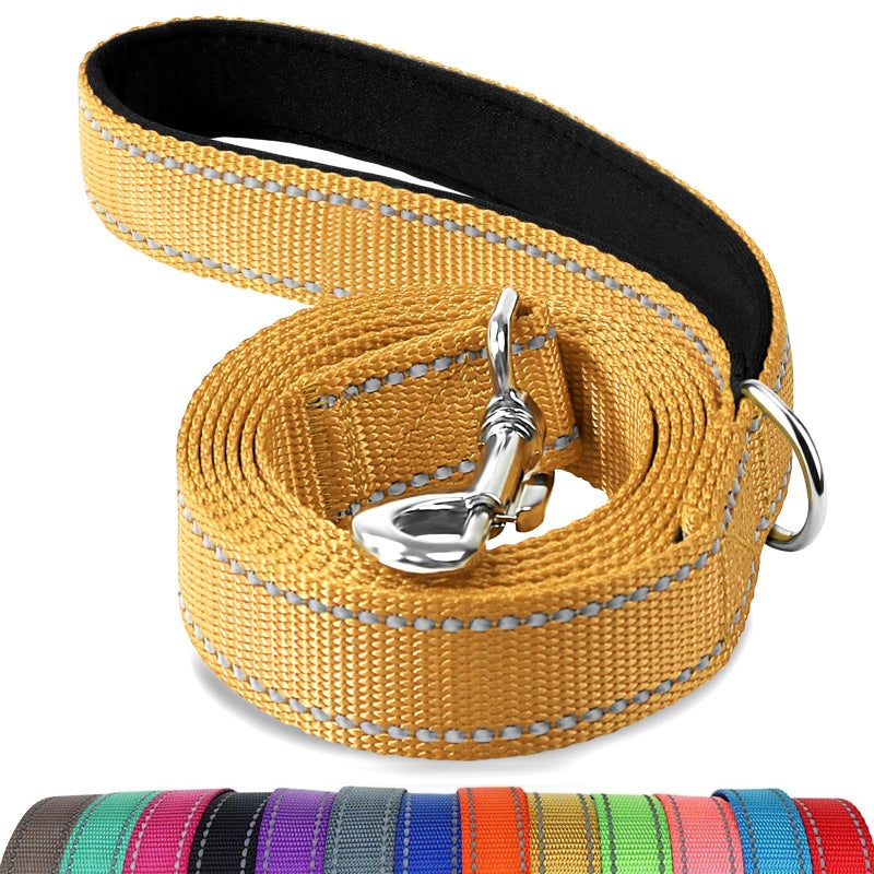 Joytale Double-Sided Reflective Dog Leash, 6 FT/5 FT/4 FT, Padded Handle Nylon Heavy Duty Leashes for Medium & Large Dogs Walking, Khaki, 6FT - Image 1
